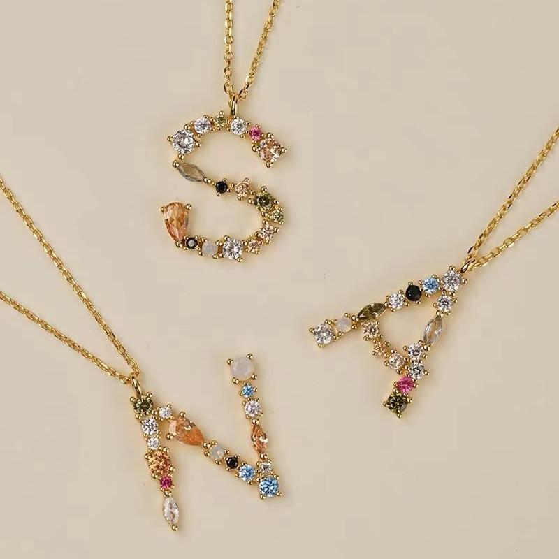 A-Z Initial Gold Necklace | 26 Alphabet Pendants Clasp Chain