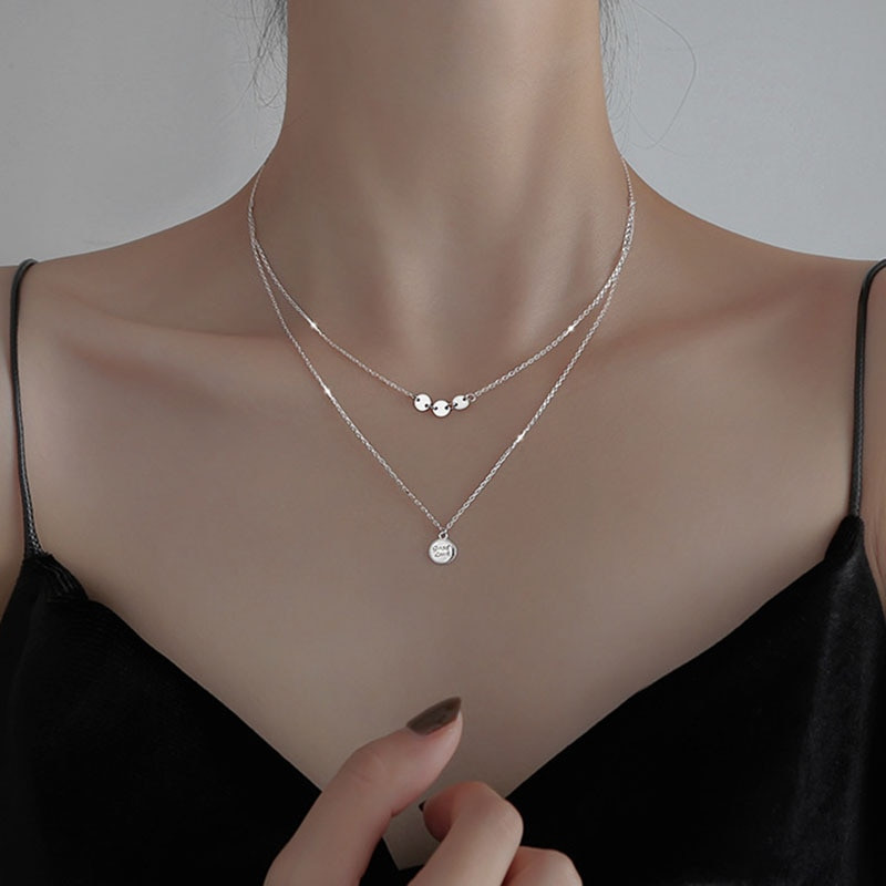 Stylish Double Strand Necklace: Round Pendant, Gorgeous Accessories
