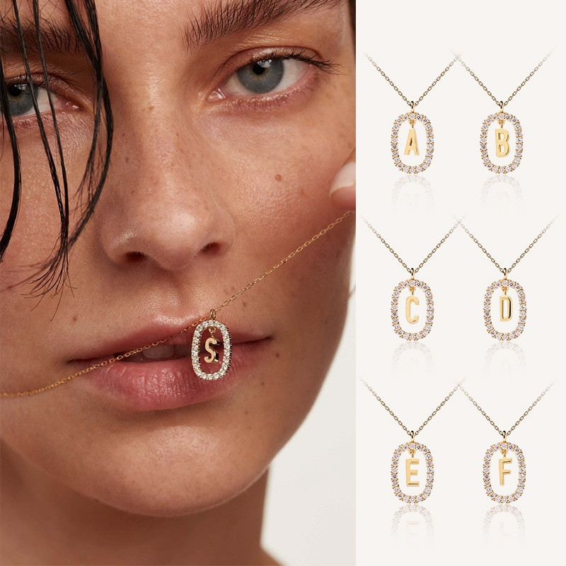 Stylish Silver Monogram Necklace: Initial Pendant, Choker Style