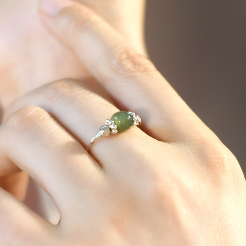 Cute Vintage  Natural Jade Ring Party Fashion Jewelry for Women