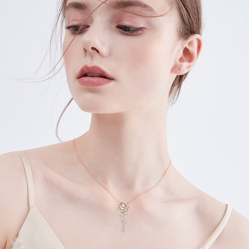 Kirin Palace Rose Necklace: Silver Rose Gold Pendant